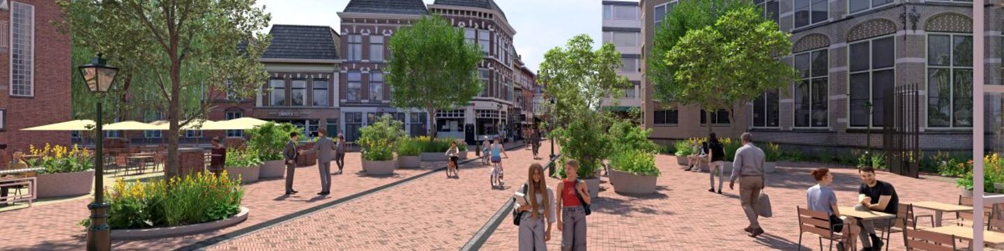 Impressie van het Parkplein - hier kruist de Stadsentree het Singelpark