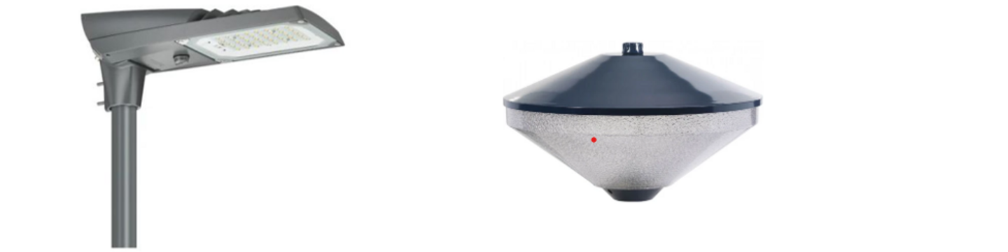 Afbeelding van een kofferarmatuur en een rondstralend armatuur 