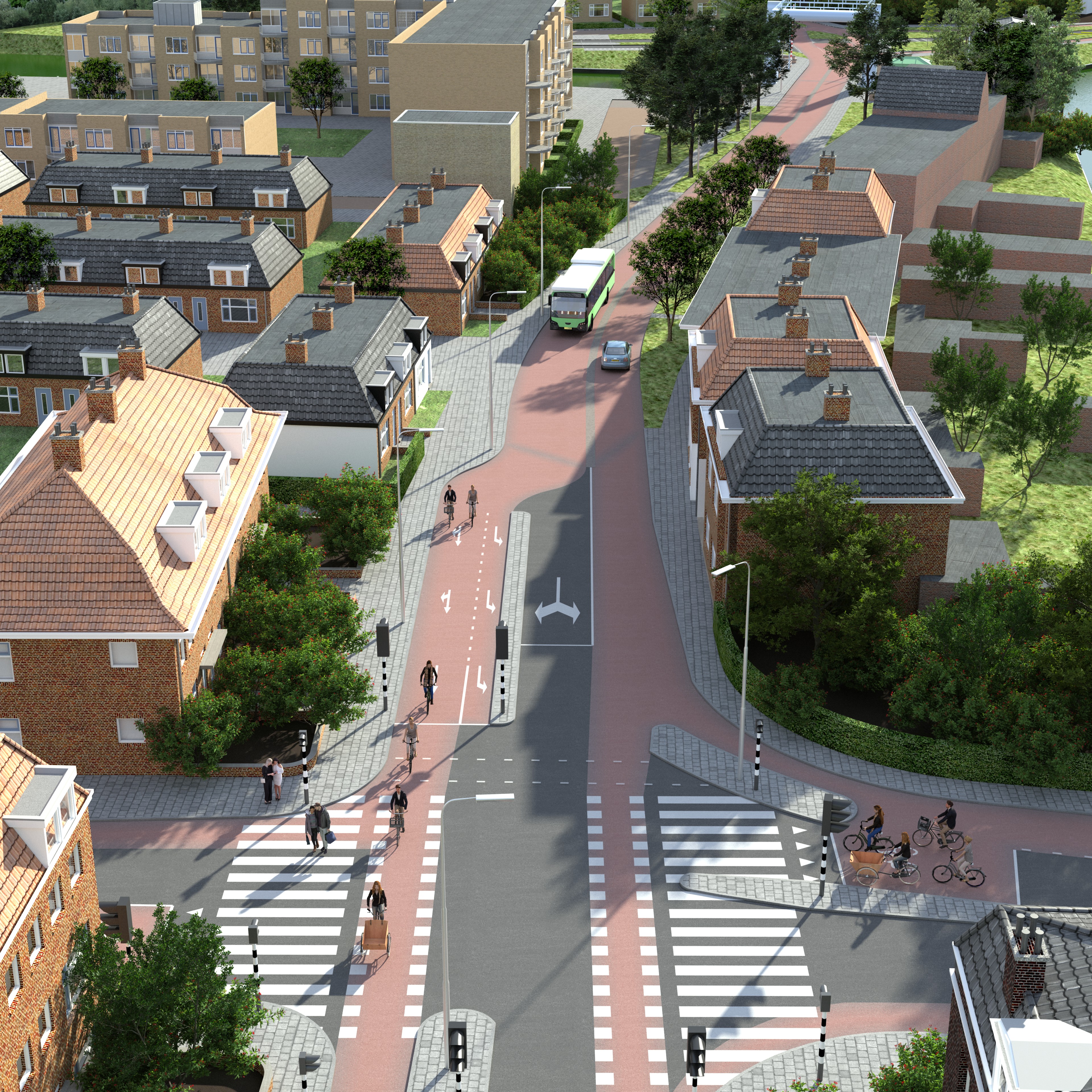 Visualisatie kruispunt Lage Rijndijk - Sumatrastraat