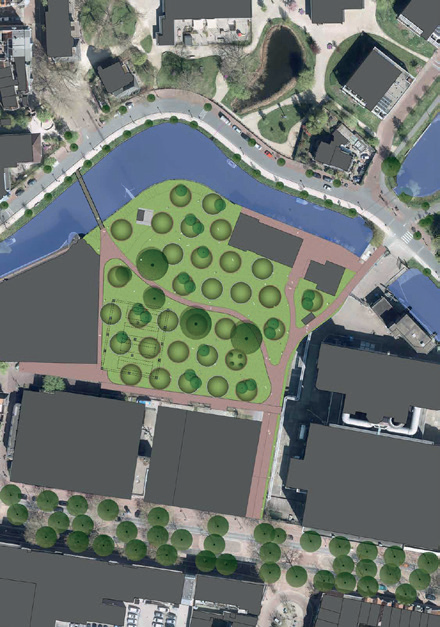 Visualisatie van de poffers in het park