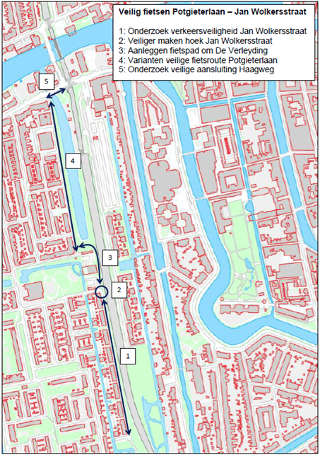 Veilige fietsroute Potgieterlaan - Jan Wolkersstraat