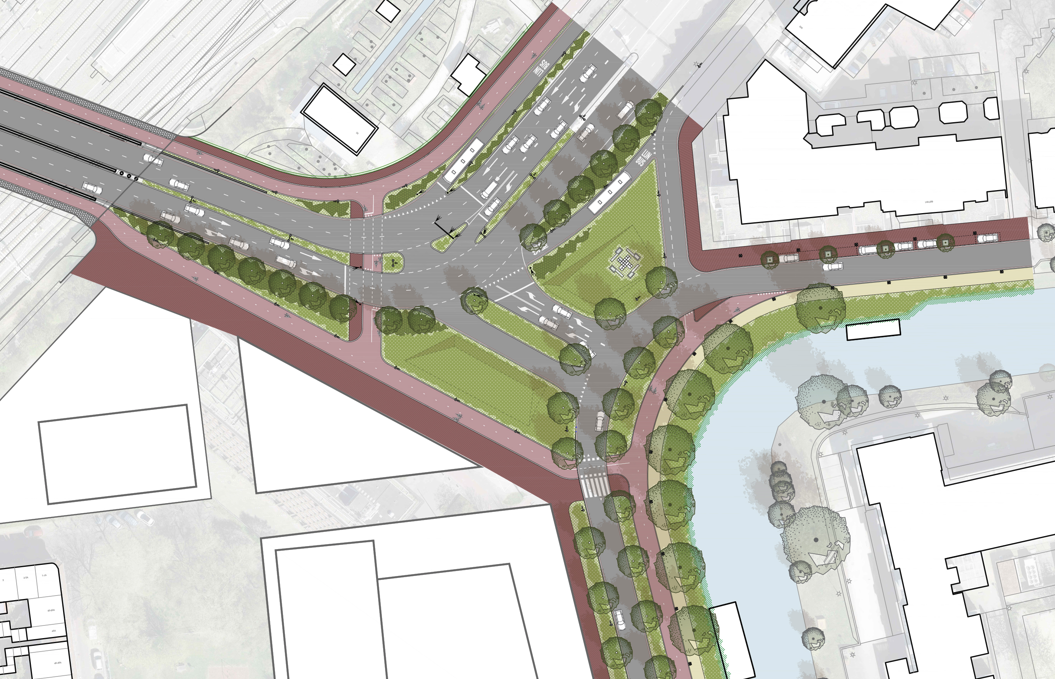 Ontwerp voor de kruising Plesmanlaan-Schipholweg.